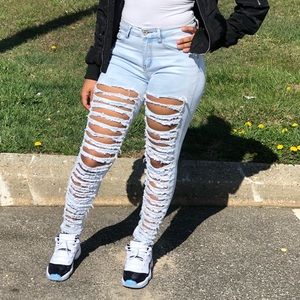 Distressed High-Waisted Jeans